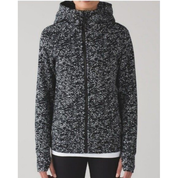 Lululemon Scuba Full Zip Hoodie Iced Wave black white size 4 - Picture 3 of 8
